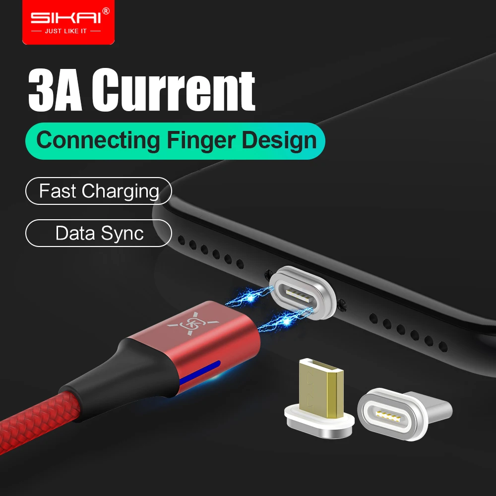 2 упак. SIKAI Новый Магнитный оплетеный нейлоновый Дата-кабель Магнит Micro usb Android USB C