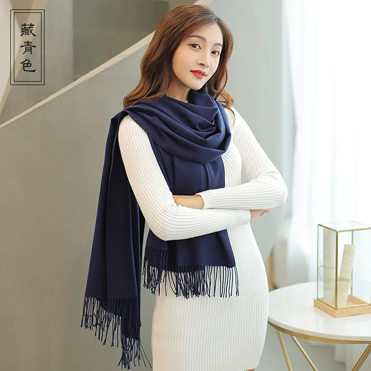 Jinjin. QC зимний женский шарф кашемировые однотонные шарфы и шали Echarpe платок Femme Пашмина с кисточкой Прямая поставка