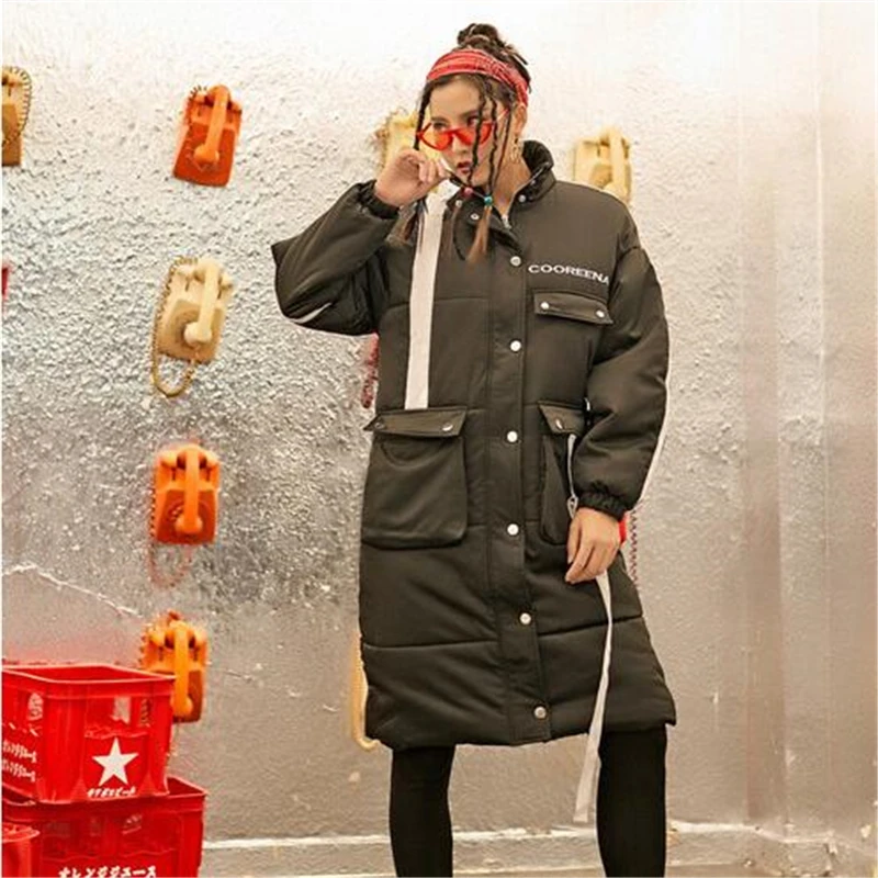 Зимняя куртка 2019 женская длинная парка верхняя одежда теплая толстая с хлопковой
