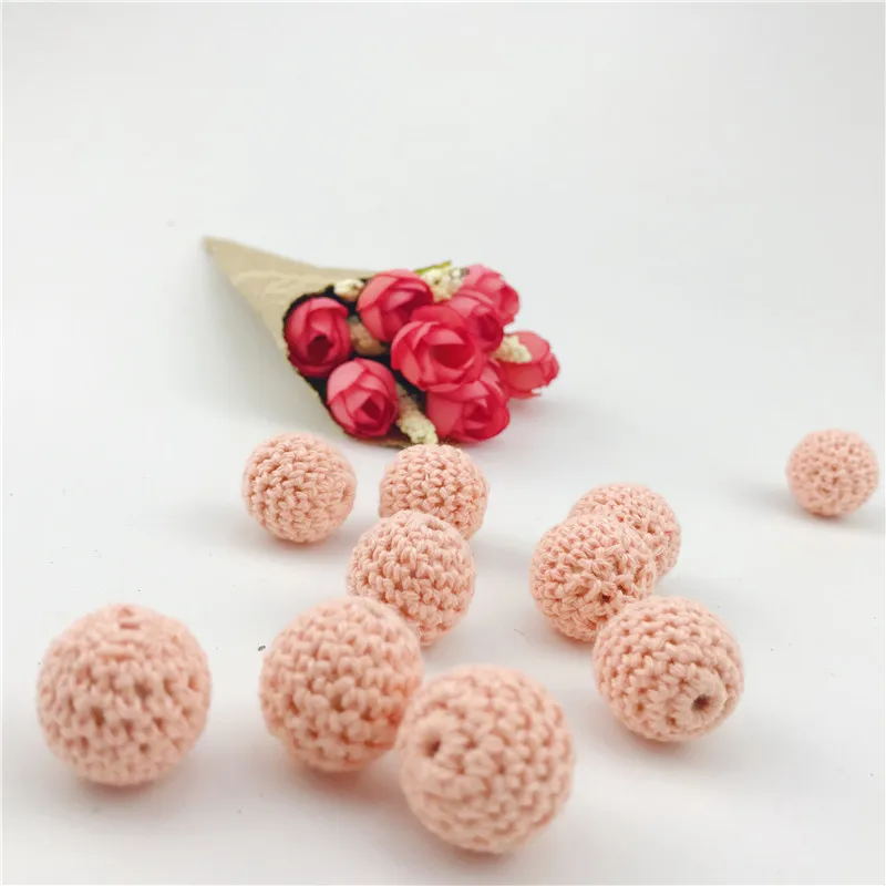 

5pc 20mm Baby Teether Crochet Beads Cute Wooden Teether Infant Car Hanging Baby Stroller Accessories Pacifier Clip Timber