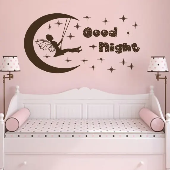 Good Night Moon Star Fairy Swing настенные наклейки для спальни детской комнаты дома виниловые