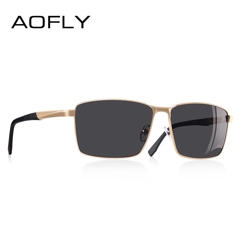 C5GOLD AOFLY, Ретро стиль, фирменный дизайн, мужские поляризованные солнцезащитные очки, квадратные, классические, мужские солнцезащитные очки, мужские очки, UV400, AF8189 - Цвет линз: C5GOLD