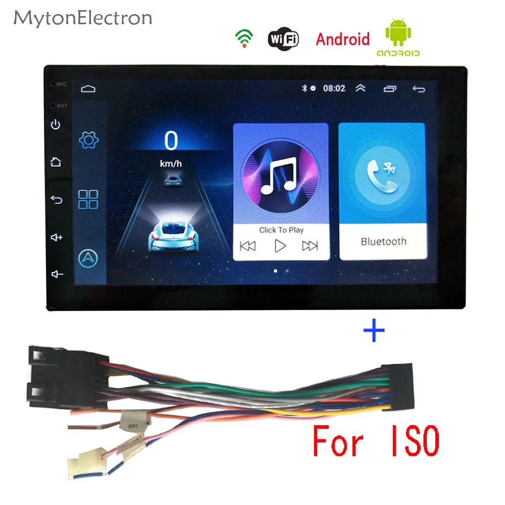 With ISO cable 2Din Android стерео Bluetooth gps навигация wifi стерео видео 7 дюймов авто кран ПК настольный Универсальный Автомобильный мультимедийный плеер - Цвет: With ISO cable