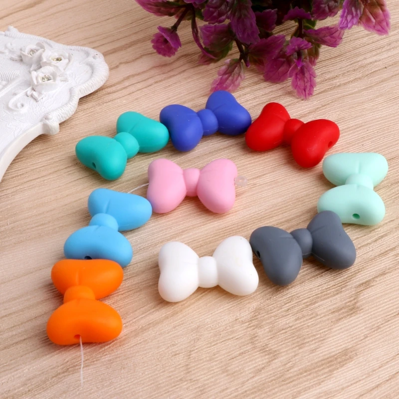 5Pcs Bow Silicone Teething Bead DIY Chew Necklace Pendent Baby Teether Making | Мать и ребенок