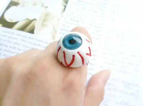 12 шт./лот кровью кольцо в виде глазного яблока Регулируемый жуткий синий зеленый