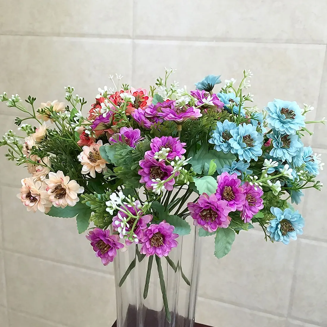 Flores Artificiales Para Decoracion Hogar 5 вилок 15 цветов искусственная ромашка цветы для вечеринки