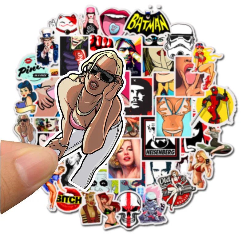 

50 Pcs Styling Pvc Waterproof Tease Vulgar Sexy beauty Girls Stickers For Laptop Motorcycle Skateboard Luggage Decal Toy Sticker