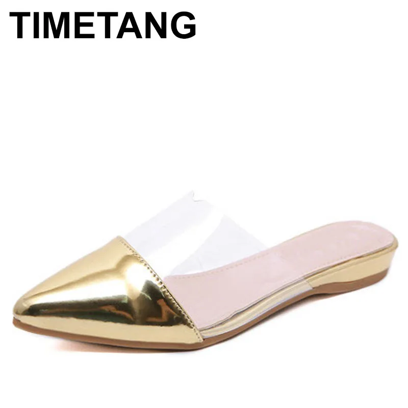 

TIMETANG модная повседневная обувь; Большие размеры; Шлепанцы без задника с открытыми пальцами на плоской подошве сандалии Лакированная кожа ...