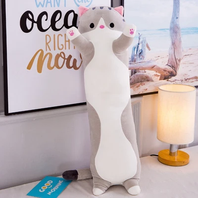 

creative toy lovely cartoon long cat plush toy down cotton soft doll creative long pillow throw pillow birthday gift w2189