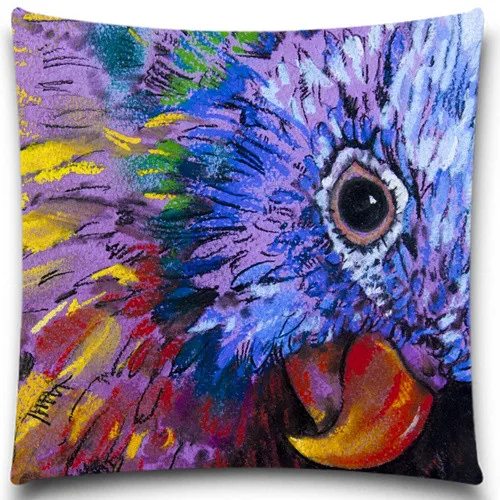 Серия масляной живописи попугая хлопок полиэстер 2D Печатный диван наволочка