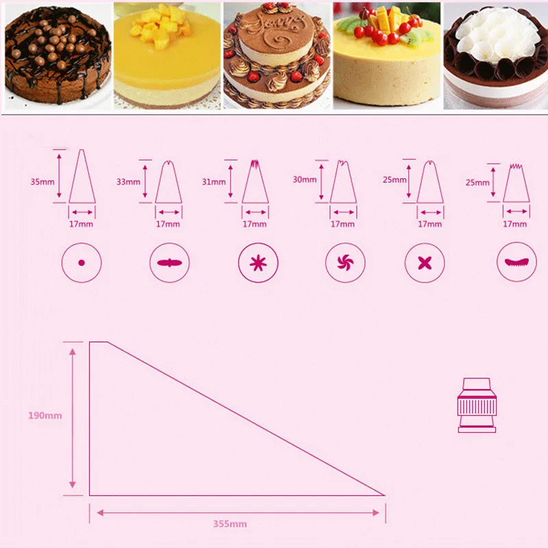 6 шт. diy кондитерские торт обледенение кондитерский мешок украшения сопла советы
