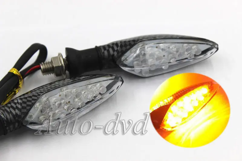

2X Amber Flasher 12V Carbon Fiber Motorcycle Motorbike Turn Signal Indicators Lights Motor Lamp