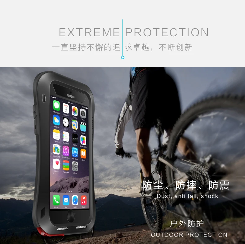 Gorilla glass) LOVE MEI Armor чехол для iPhone 6 6s 6 Plus металлический алюминиевый чехол для iPhone 6s Plus 6 Plus защита от воды/ударов/дождя