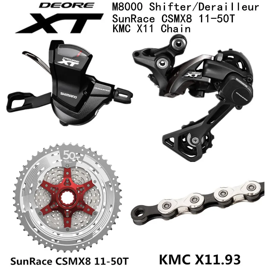 50T silvery X11.93 SHIMANO DEORE XT M8000 комплект горного велосипеда MTB 1x11-Speed 46T 50T SL+ RD+ CSMX8+ X11.93 M8000 переключатель заднего хода - Цвет: 50T silvery X11.93