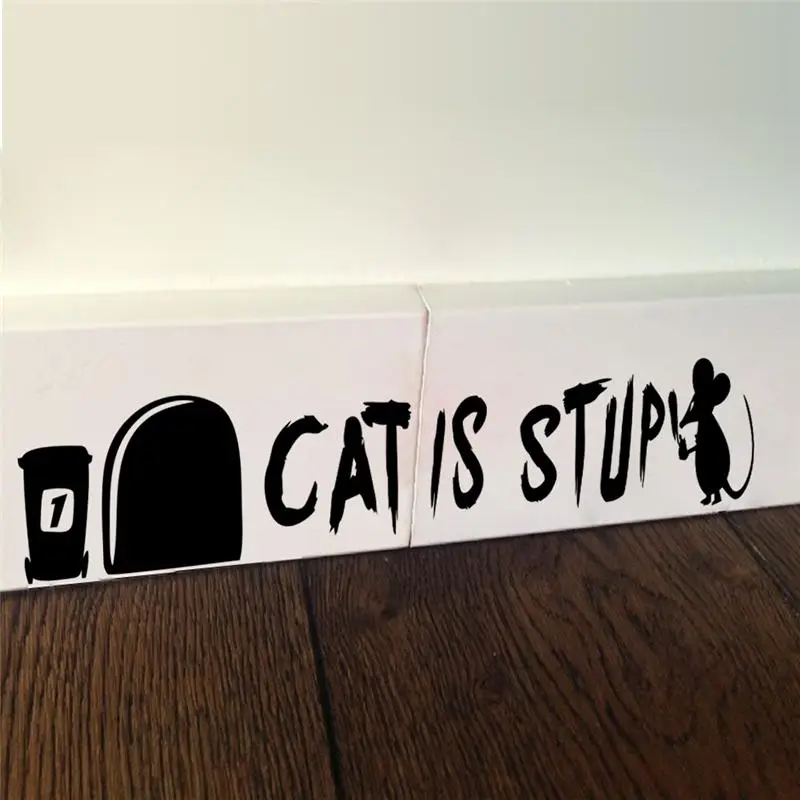 

Cat Is Stupid Mouse Hole Wall Stickers Resting Room Decorations 374. Diy Cartoon Animal Wall Decals Home Decor 3d Mural Art