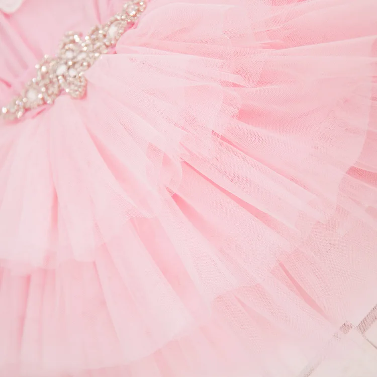 Платья для маленьких девочек лето 2016 г. детское кружевное розовое многослойное