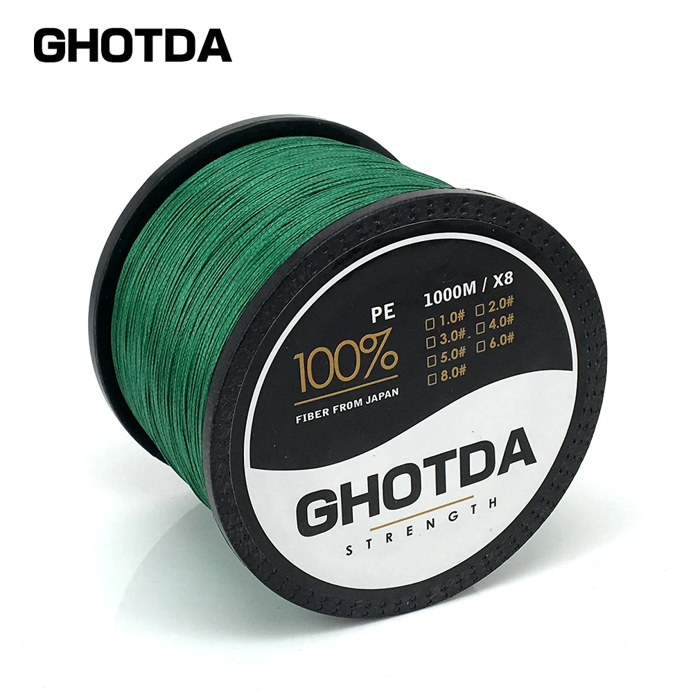 GHOTDA плетеная леска море морской рыбалки 8 пряди зеленый 300 м 500 1000 100% ПЭ|8 strands|fishing