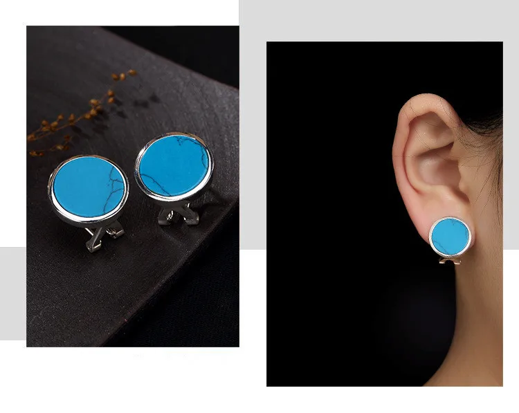 Серьги-гвоздики из натурального 925 пробы серебра с натуральным бирюзовым покрытием, Модные Винтажные женские этнические серьги Brincos Bijoux, хорошее ювелирное изделие