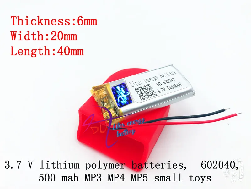 3 7 V 500mAh 602040 литий-полимерный Li-Po литий-ионный аккумулятор Mp3 MP4 MP5 GPS Мобильный bluetooth