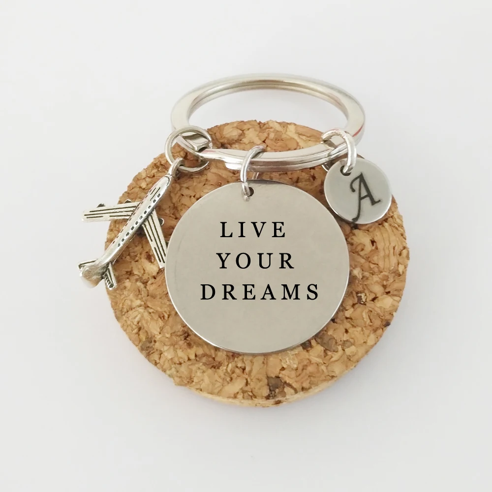 Live Your Dreams брелок с заказной кулон &quotинициалы&quot бирки автомобильный мешок для