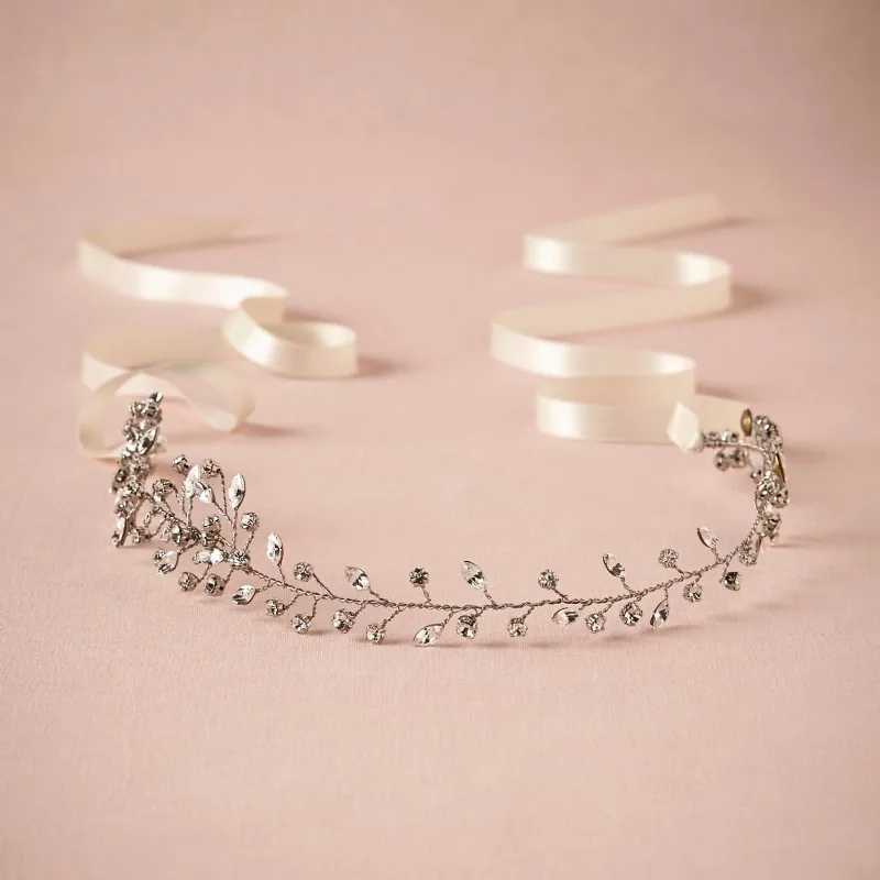 Повязка на голову Jonnafe Стразы серебристого цвета свадебные аксессуары для волос