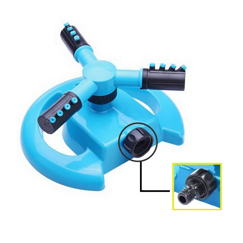 1PCs 3 Nozzle Plastic 360 Degree Automatic Rotation Big Fork Sprinkler Garden Irrigation Watering Gardening | Дом и сад