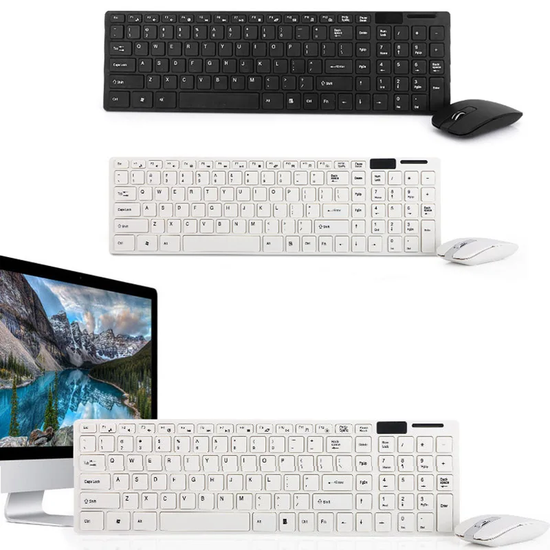 Игровая клавиатура мышь комбо беспроводная 2 4G Ультра тонкая Бесшумная