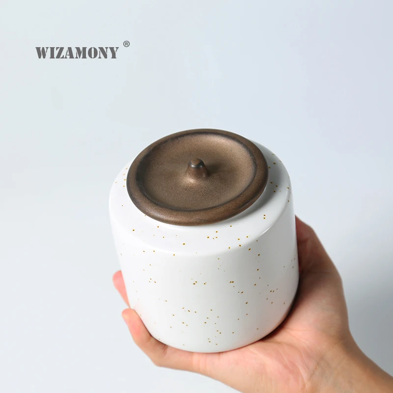 

WIZAMONY Chinese Kung Fu Jingdezhen tea caddy canister Gu Porcelain container for puer Oolong tea storage chests tea