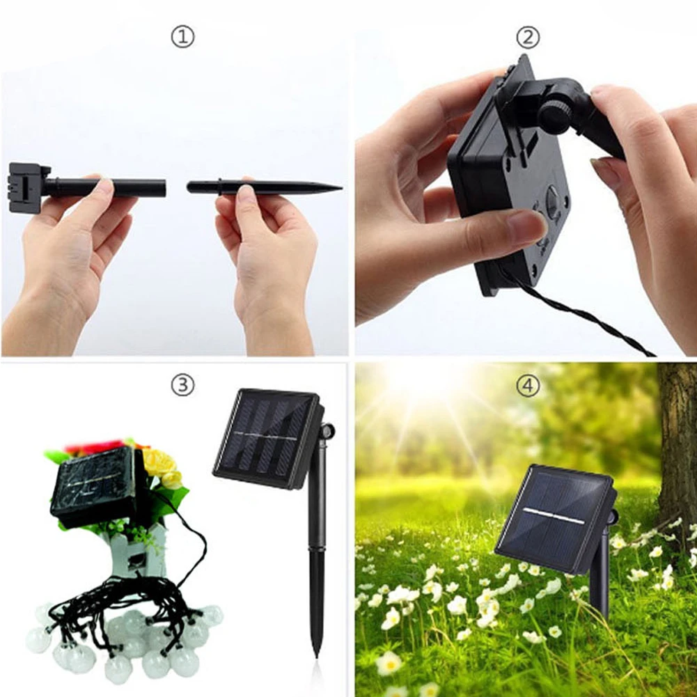 NEW 30LED Crystal ball Bulbs Solar Lamp Power String Fairy Lights Garlands Garden Christmas party Decor For Outdoor Yard | Освещение