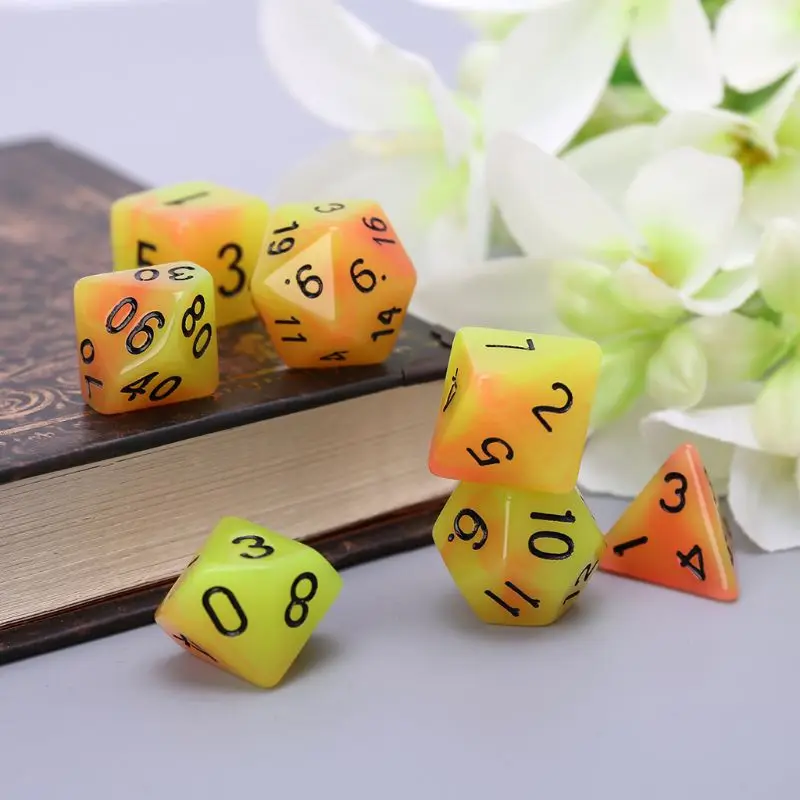 7 штук акриловых костей с люминесцентными черными точками D4 D6 D8 D10 D12 D20 KTV Bar Nightclub Entertainment Tools Adult Toys.