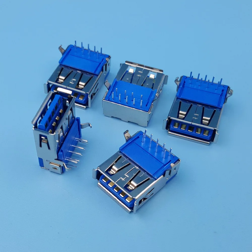 50 шт. Высокоскоростной USB 3 0 тип A правый угол Женский 9Pin DIP PCB разъем припоя|connector