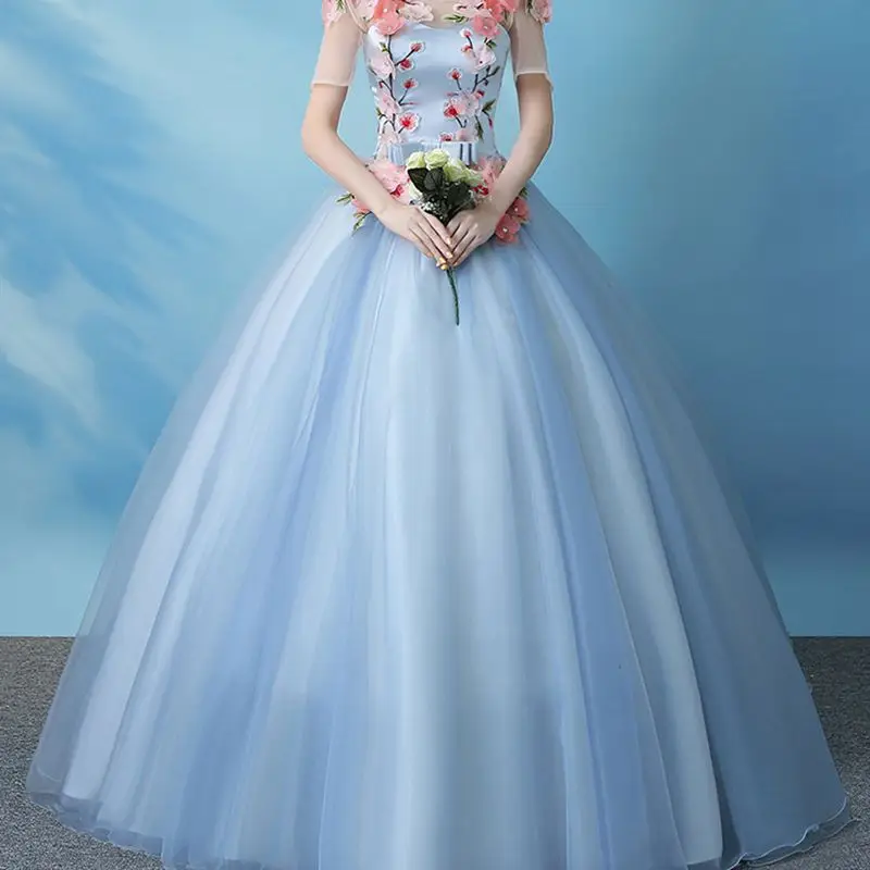 Ruthshen Длинные вечерние платья с короткими рукавами открытой спиной пышные