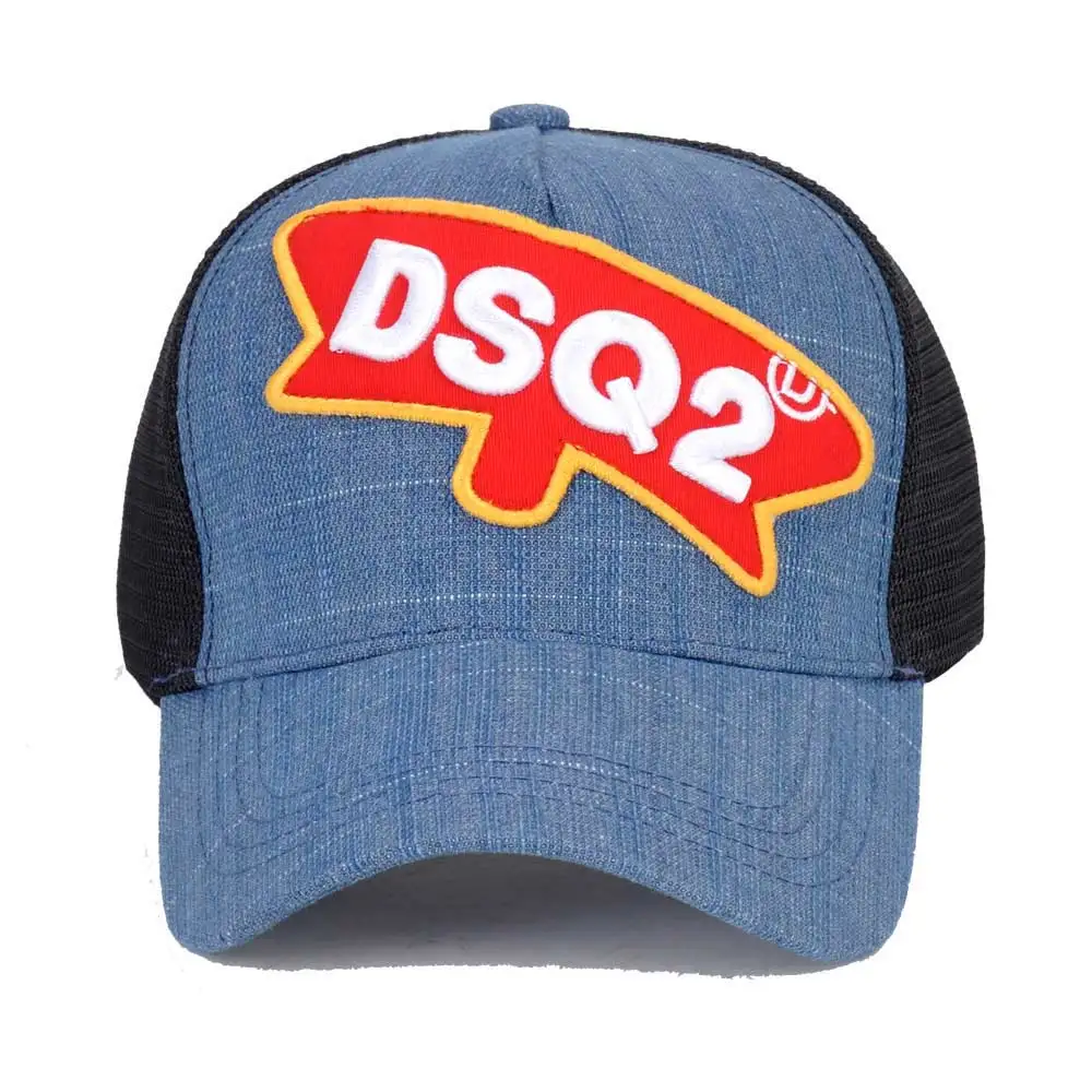 Мужская Женская Бейсболка DSQ летняя Черная кепка икона Встроенная сетка хип хоп Snapback Мужская кепка Casquette забавные шапки Регулируемая Кость - Цвет: Denim Blue