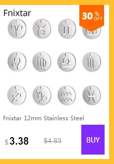 Fnixtar, 12 мм, нержавеющая сталь, два отверстия, соединитель, сделай сам, ювелирное изделие, буквы, мини-Амулеты, польский A-Z, алфавит, Шарм с внутренней частью, 26 шт./лот