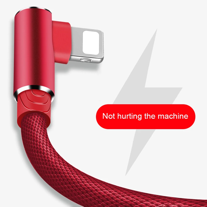 90 градусов USB зарядное устройство кабель для передачи данных для iPhone 6 S 6 S 7 8 Plus 5 5S X XR XS Max на iPad телефон шнур происхождения длинный 1 м 2 м 3 м Быстрая зарядка