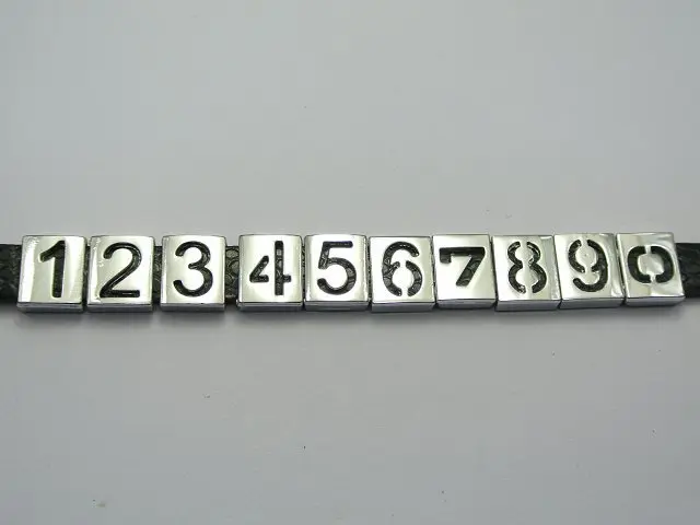 20 Mixed Alloy Carved Number &quot0-9&quot Slide Charm Fit 8mm Wristbands Belt Pet Collar | Украшения и аксессуары