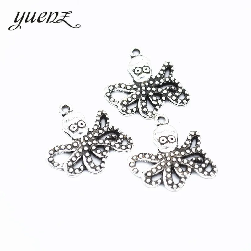 

YuenZ 10pcs octopus charms metal antique silver color pendant for jewelry making 23*21mm D786