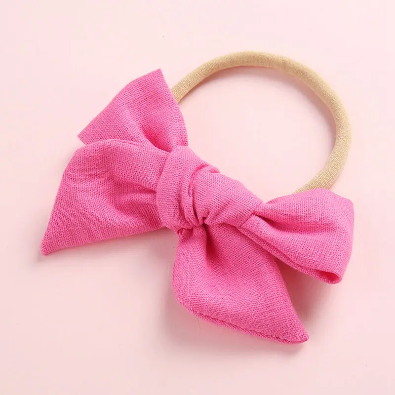 13 Hot pink Весенний хлопковый бант для детей, нейлоновая повязка на голову для малышей, Пасхальная повязка на голову, заколка для волос нейтрального цвета, банты для волос HB326S - Цвет: 13 Hot pink