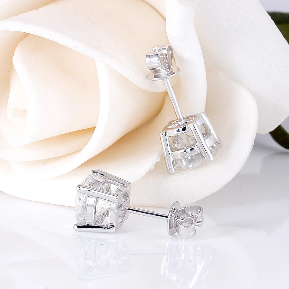 Женские серьги-пусеты Transgems 14 K 585 пробы белый цвет 2 4ctw 7 мм или 1 6ctw 6 Moissanite |