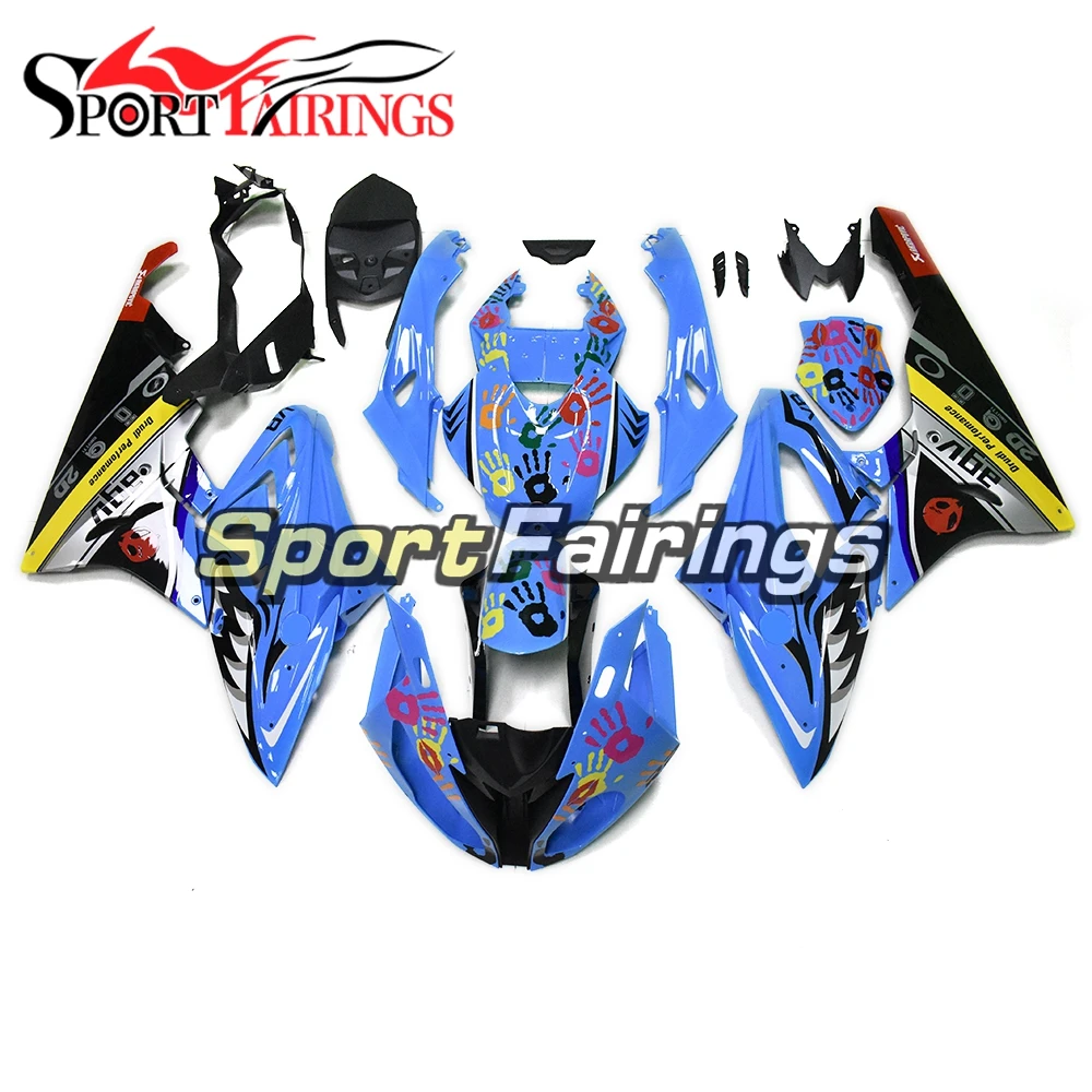 

New Full Fairing Kit For S1000RR 15 16 S1000 RR 2015 2016 Injection ABS Motorcycle Bodywork Sky Blue Colorful Hands Cowlings New