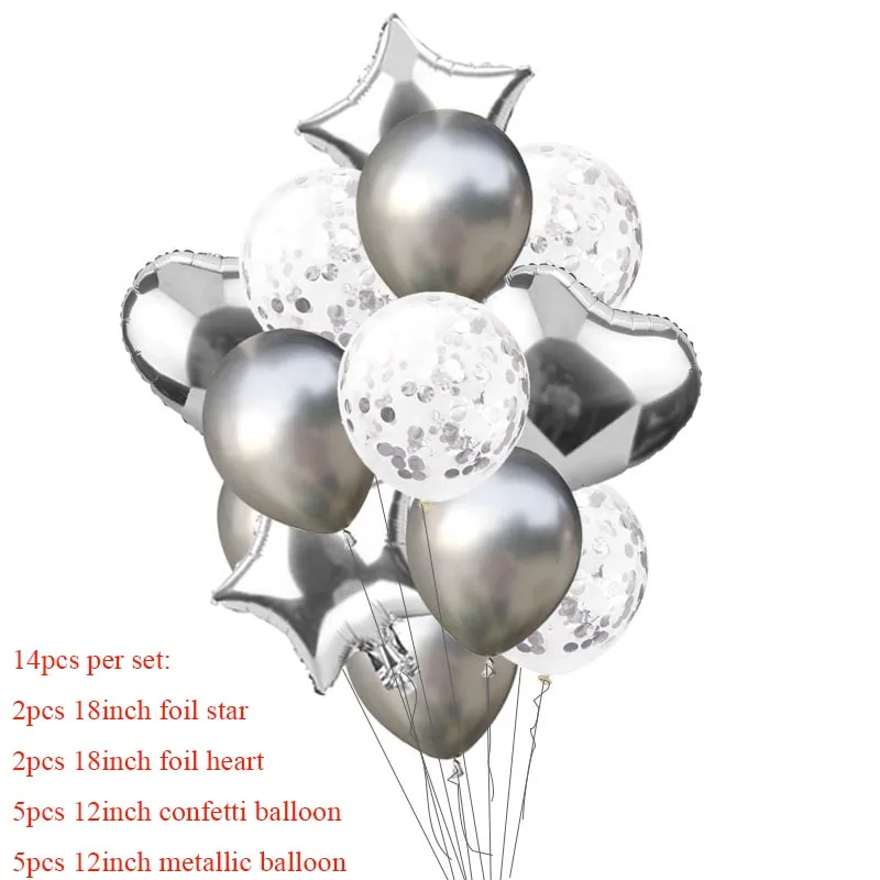 silver balloons Мульти конфетти надувные воздушные шары на день рождения Синий Серебристый воздушный шар металлические баллоны с гелием мальчик девочка ребенок душ вечерние украшения - Цвет: silver balloons