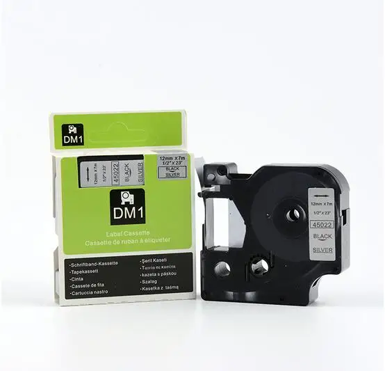 Высококачественная лента для Этикеток DYMO D1 12 мм 45022 черная на серебряном
