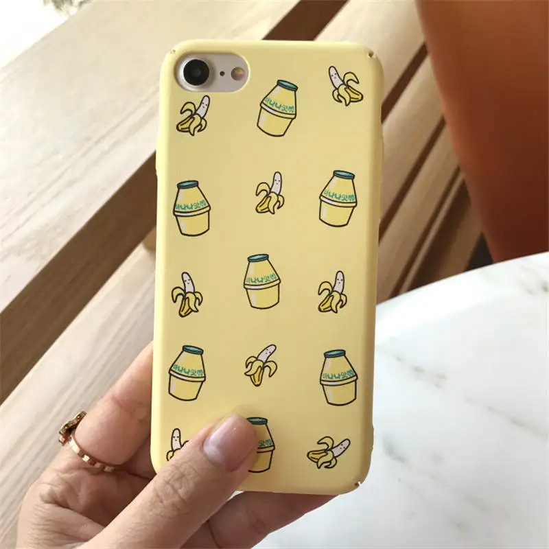 Korean Beverage Milk Hard Shell For Iphone 66s 78 78plus x/Xs Xr Xsmax Half Pack Anti-Fall Coverl |