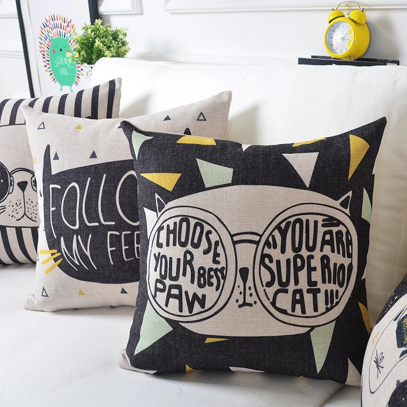 Drop Ship Cool Cat Pillow Cover Geometric Chevron Cushion Throw Home Decor Pillowcase Decorative Pillowsham | Дом и сад