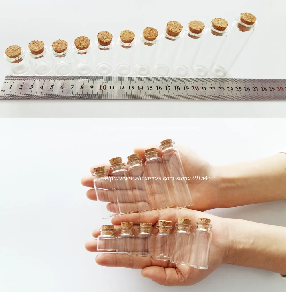Маленькие стеклянные бутылки 20 шт./лот миниатюрные флаконы банки с пробкой