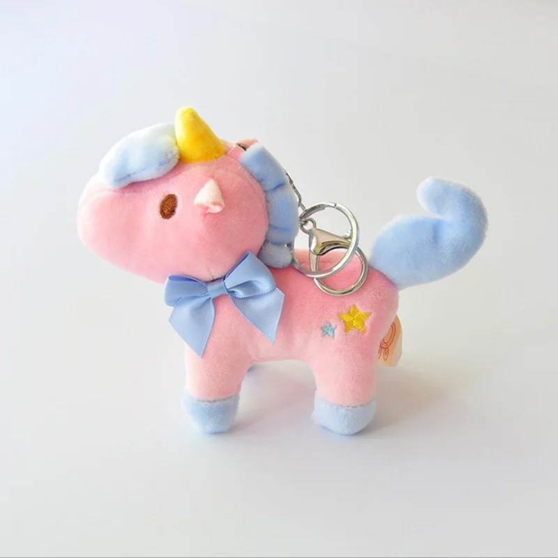 Яркий Цветной Единорог набитый плюшевый любовь Подарочный металлический брелок