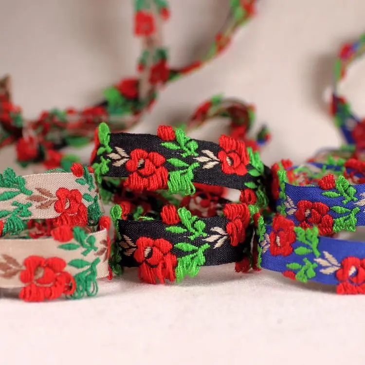Цветочной вышивкой этнические жаккардовые лямки тканые ленты кружева ленты 1.5 см одежда аксессуары платье украшения Племенной Boho Gypsy DIY
