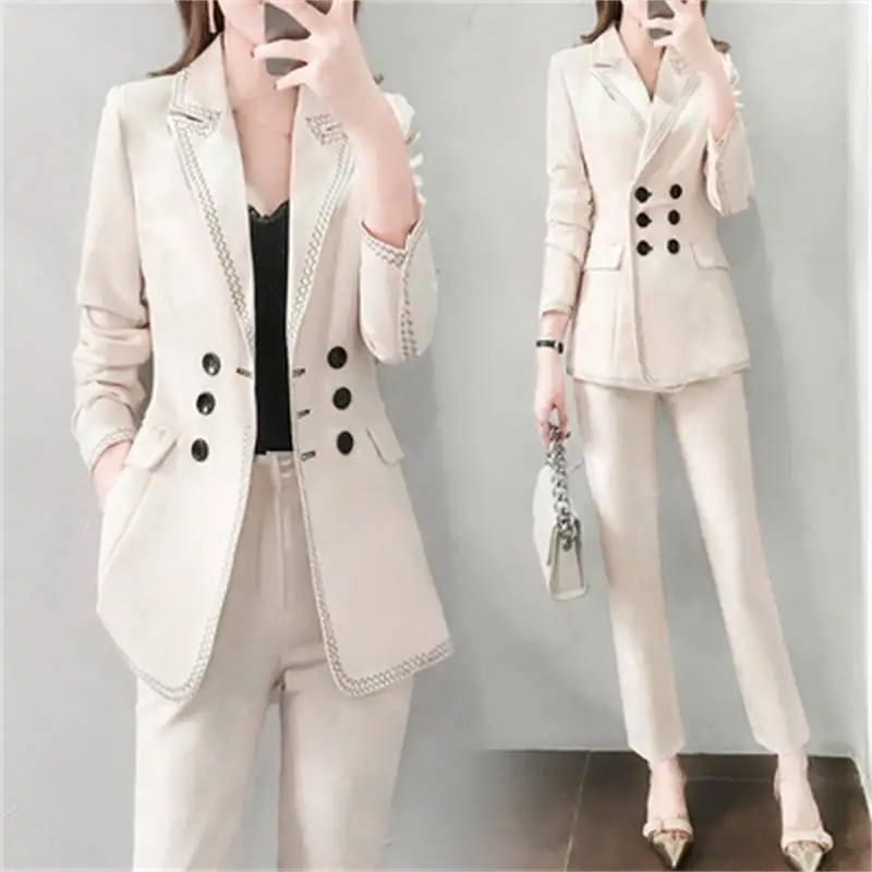 

Women Pant Suits female spring / fall New High end British style temperament Casual small suit + pants two-piece suit women