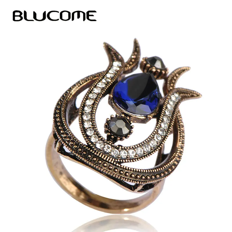 Женское Винтажное кольцо Blucome золотистое с цветком лилии вечерние ювелирные