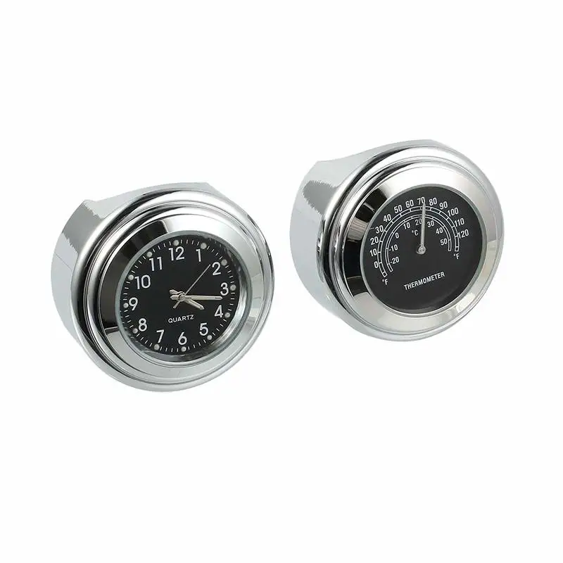 7/8&quot 1&quot Motorcycle Handlebar Dial Clock &amp Thermometor Waterproof Glossy for Cruiser Chopper(Pack of 2) | Автомобили и